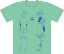 男の子の二鳥くんと女の子の二鳥くんが描かれた、志村貴子「放浪息子」Tシャツ。以前はピンクだったが、今回発売されるのはグリーン。