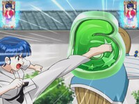 あかねキャラロングリーチ時の液晶画面サンプル。(C)高橋留美子／小学館