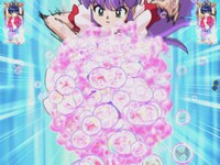 シャンプーキャラロングリーチ時の液晶画面サンプル。(C)高橋留美子／小学館