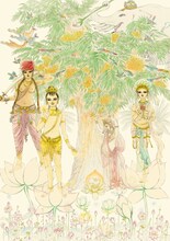 特別前売鑑賞券の特典に付く、岡野玲子のポストカード。(C)2011「手塚治虫のブッダ」製作委員会 5月28日（土）全国ロードショー 配給：東映/ワーナー・ブラザース映画 共同配給　