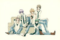 メンバー写真の元となった「CRASH！」1巻裏表紙のイラスト。