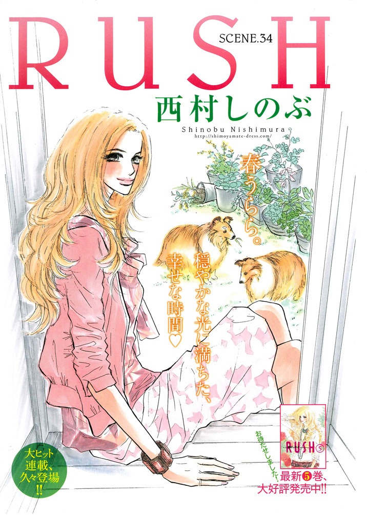 西村しのぶ「RUSH」扉ページ。単行本5巻は本日発売されたばかりだ。