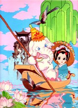 「漫画・夢の博物誌」（日本エディターズ）より「舞妓とガネーシャ『春』」。(C)山田章博