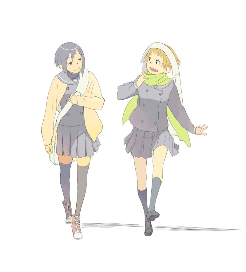 「めくりめくる」2巻の初回限定版に付く、小冊子用の描き下ろしイラスト。