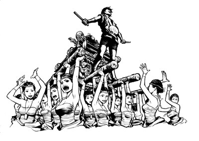 「モテキナイト」チャリティTシャツに使用される久保ミツロウの描き下ろしイラスト。(c)久保ミツロウ/講談社