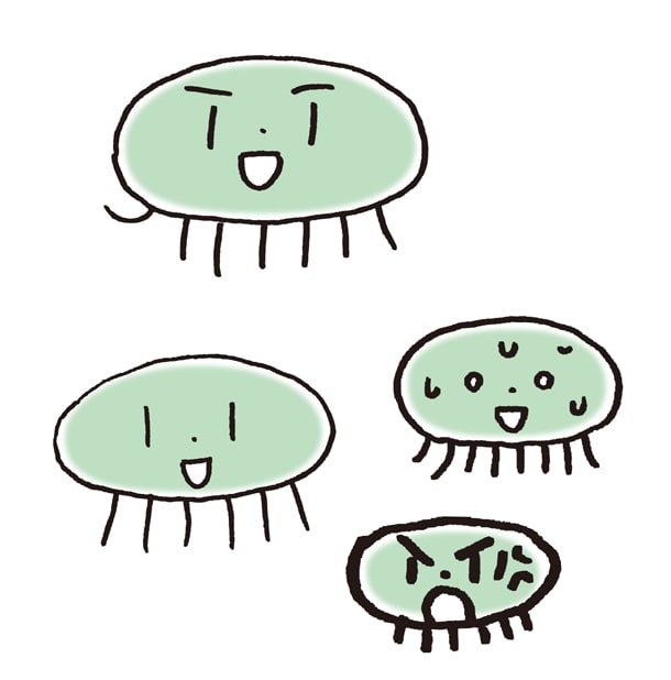 そにしけんじ「深海マンガ くらげちゃん」の主人公・くらげちゃん。多様な表情が愛らしい。