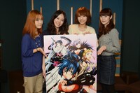 「魔乳秘剣帖」の主演声優陣。左から水原薫、寿美菜子、豊崎愛生、能登麻美子。(C)2011 Hideki Yamada/PUBLISHED BY ENTERBRAIN，INC./魔乳秘剣帖製作委員会