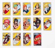 「ウノ ワンピース」黄のカード。(c)尾田栄一郎/集英社・フジテレビ・東映アニメーション (c)2011 Mattel, Inc. El Segundo, CA 90245 U.S.A. All Rights Reserved. 発売元:(株)バンダイ 販売元:マテル・インターナショナル(株)