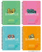 「ヘタリア ファイル付きノート A6サイズ」。左上から時計回りに、枢軸、連合国、スペイン＆プロイセン、リトアニア＆ポーランド。