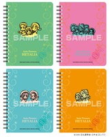 「ヘタリア ファイル付きノート A6サイズ」。左上から時計回りに、枢軸、連合国、スペイン＆プロイセン、リトアニア＆ポーランド。