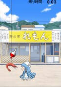アプリ「イカ娘を釣らなイカ？」のゲーム画面。