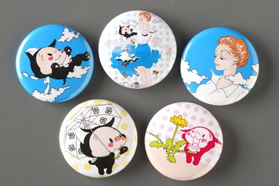 「にんぽぽ123」1巻購入特典の缶バッジ。