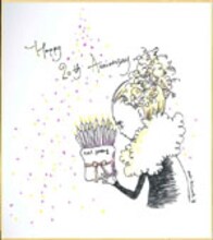 楠本まきの直筆イラスト入りサイン色紙。