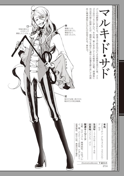 千歳あめが描いたマルキ・ド・サド。手にはムチが……。