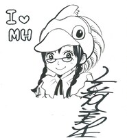 「MONSTER HUNTER PORTABLE 3rd モンハン芸能部 チームプレイガイド」の抽選プレゼント。吉河美希によるコラボイラスト＆サイン入り色紙が1名に当たる。