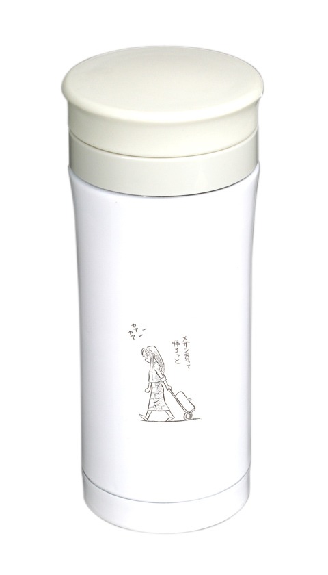 特製水筒のイメージ。絵柄はそのままだが、実物はつぶやきの内容が変更される。実際の台詞は、当選時のお楽しみに。