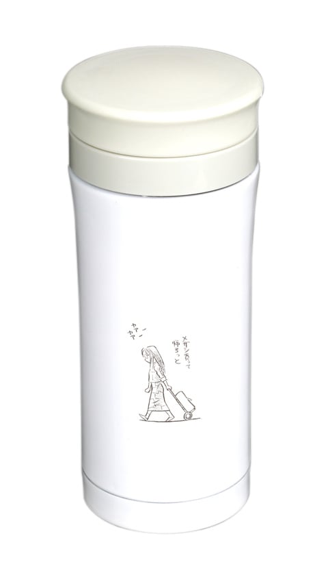 特製水筒のイメージ。絵柄はそのままだが、実物はつぶやきの内容が変更される。実際の台詞は、当選時のお楽しみに。