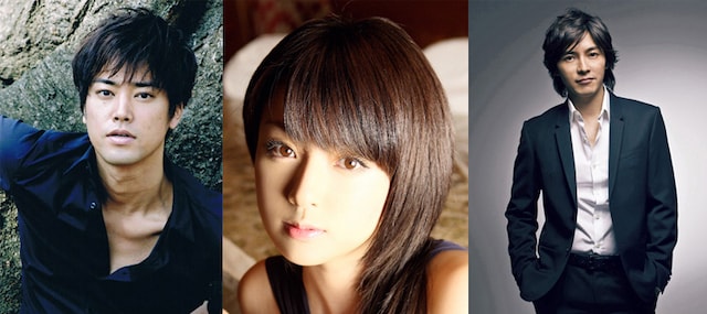 （左から）陣内春樹の桐谷健太、浅葱芹菜役の深田恭子、浅葱武文役の藤木直人。