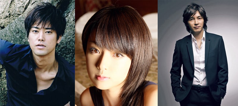 （左から）陣内春樹の桐谷健太、浅葱芹菜役の深田恭子、浅葱武文役の藤木直人。