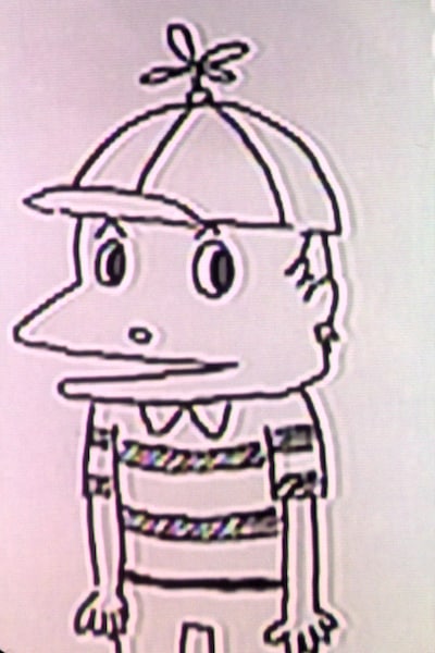 コンドウの描いた「怪物くん」。頭のプロペラだけでなく、感情が全くつかめない表情も恐ろしい。