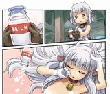 いけによるカラーマンガ「うしむすめ牧場日記」カット。