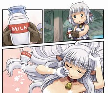 いけによるカラーマンガ「うしむすめ牧場日記」カット。