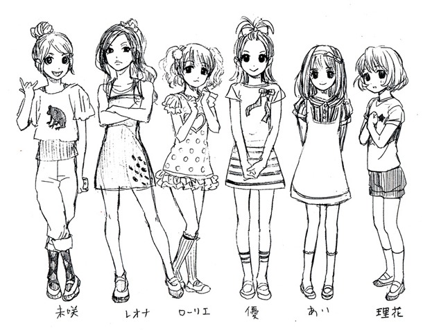 小山鹿梨子「校舎のうらには天使が埋められている」の、キャラクター設定画。