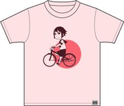 「ちゃりん娘」Tシャツ、ベビーピンクのフロント。