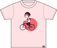 「ちゃりん娘」Tシャツ、ベビーピンクのフロント。