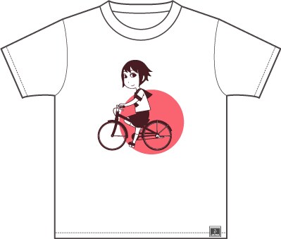 「ちゃりん娘」Tシャツ、ホワイトのフロント。