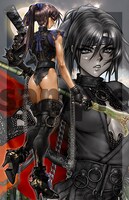 1月のイラストは「HELLHOUND」の紫苑。(C)士郎正宗