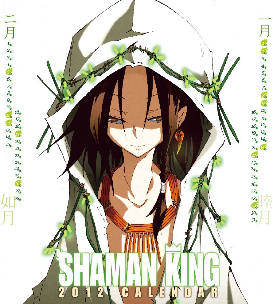 付録の「シャーマンキング2012年カレンダー」（C)武井宏之／集英社