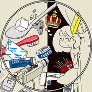 「ストーリー」のジャケットイラストを使用したバッジデザイン。