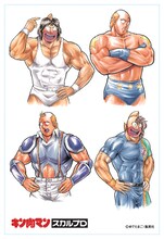 ゆでたまご描き下ろしイラストのポストカード。かつてはフサフサだったテリーマンの頭が、ヘアケアを疎かにしたためこんなことに……。