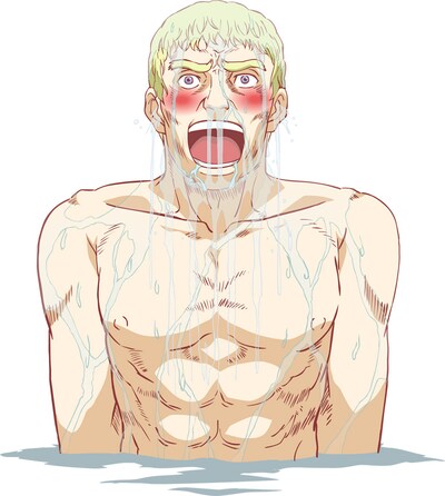 アニメ「テルマエ・ロマエ」より、風呂から飛び出すルシウス。(C)2012 Mari Yamazaki/PUBLISHED BY ENTERBRAIN, INC./アニメ「テルマエ・ロマエ」製作委員会