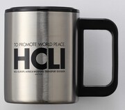 「ヨルムンガンド」グッズの1つ「フタ付きステンレスマグ」。