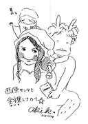 コンドウアキ画「西原サンタ＆水戸黄門」。