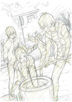 投票の対象となったラフ画「亜城木夢叶の餅つき」。