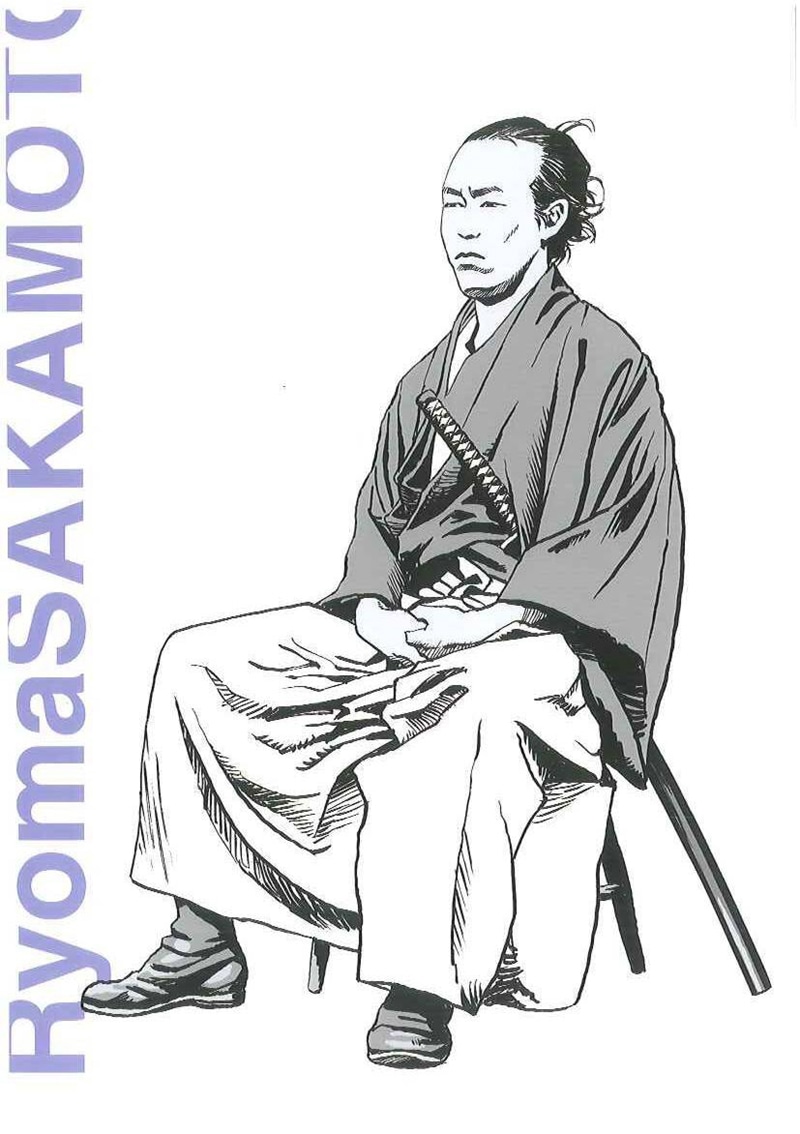 江口寿史の描いた坂本龍馬のイラスト。