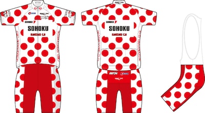 「弱虫ペダル×J SPORTS 総北高校サイクルタンクトップパンツ 水玉」(C)渡辺航（週刊少年チャンピオン）2008-2012