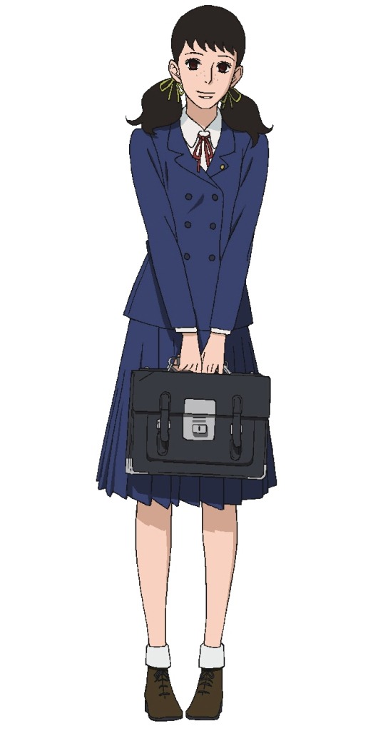 迎律子。千太郎の幼なじみで、薫たちのクラスメイト。心優しくいつも明朗、そばかすがチャーミングな高校1年生。レコード店「ムカエレコード」の看板娘。店の地下には練習用のスタジオもあり、千太郎や薫、父親も交えたジャズ仲間たちのたまり場になっている。(C)小玉ユキ・小学館/「坂道のアポロン」製作委員会