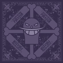 「海賊旗ミニバンダナ～赤髪海賊団+白ひげ海賊団Ver.～OP展2012」予価1000円。(C)尾田栄一郎 / 集英社