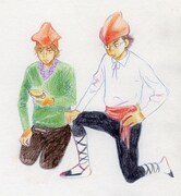 次号に掲載される、かわかみじゅんこ「シエラネバダ西口改札2（仮）」カット。