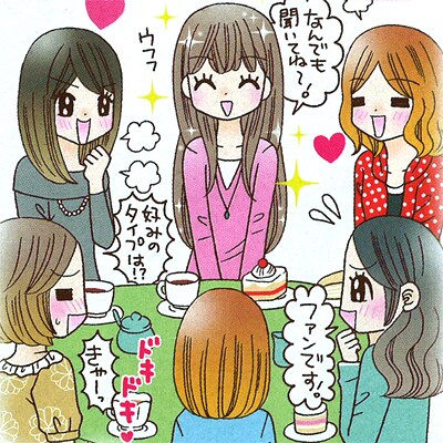 桜井美也によるお茶会のイメージイラスト。お茶会では「先生たちの私物プレゼント大会」も行われる予定だ。