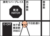 大阪・難波Meleの地図。中央のイラストは、難波Meleのサイトやグッズのデザインに協力している花くまゆうさくによるもの。