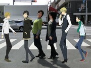 画像合成機能の使用例。池袋で撮影すれば、「デュラララ!!」の世界に入り込んだかのような1枚も撮影可。(C)成田良悟／アスキー・メディアワークス／池袋ダラーズ・MBS