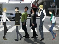 画像合成機能の使用例。池袋で撮影すれば、「デュラララ!!」の世界に入り込んだかのような1枚も撮影可。(C)成田良悟／アスキー・メディアワークス／池袋ダラーズ・MBS