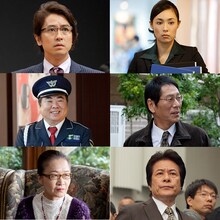 「映画 ひみつのアッコちゃん」に出演するキャスト6名。左上から時計回りに谷原章介、吹石一恵、大杉漣、鹿賀丈史、もたいまさこ、塚地武雅。(C)赤塚不二夫／2012「映画 ひみつのアッコちゃん」製作委員会