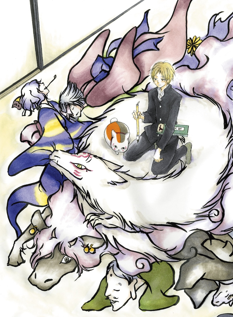 緑川が描き下ろしたBOXケースのイラスト。（c）緑川ゆき・白泉社／「夏目友人帳」製作委員会