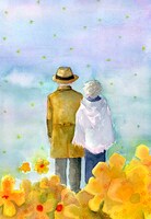 「コミック星新一 愛の作用」の扉イラスト。「愛の作用」（新潮文庫刊『ひとにぎりの未来』所収）（c）1968 星ライブラリ／新潮社